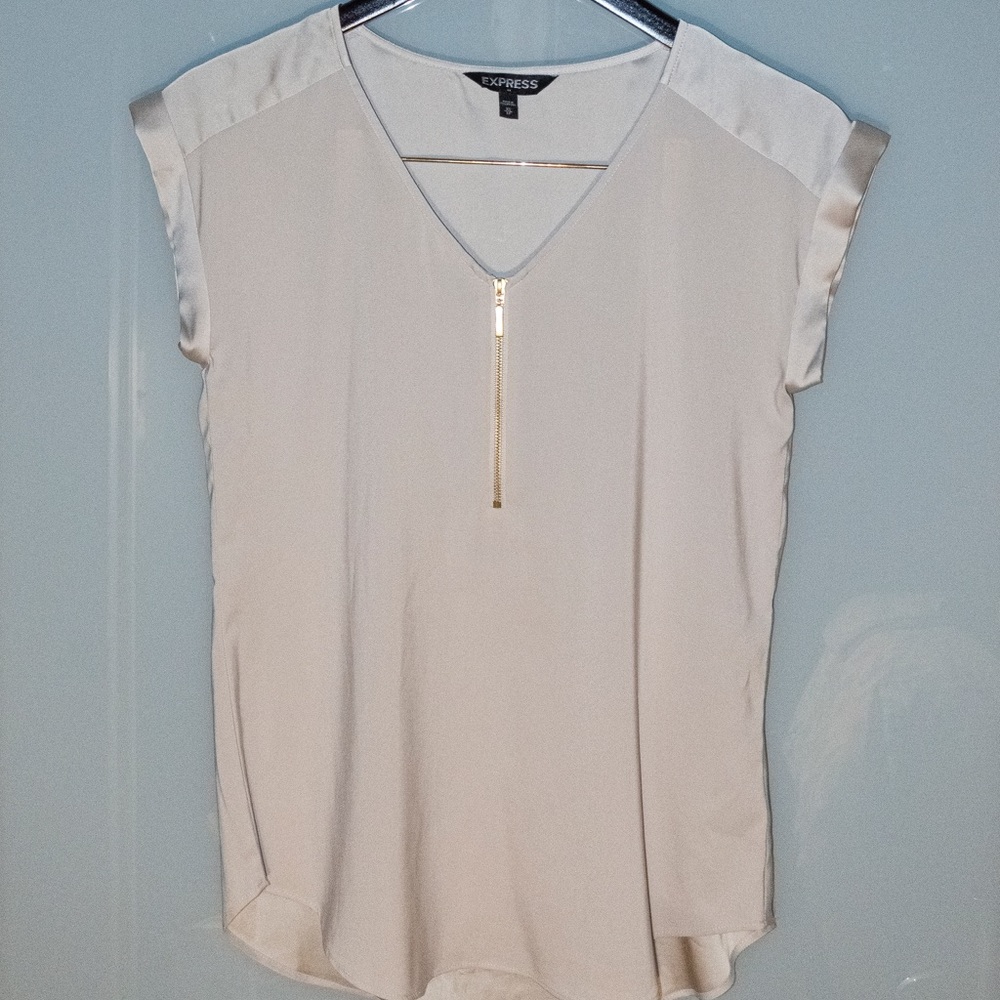 Gold Blouse Tee with Zipper